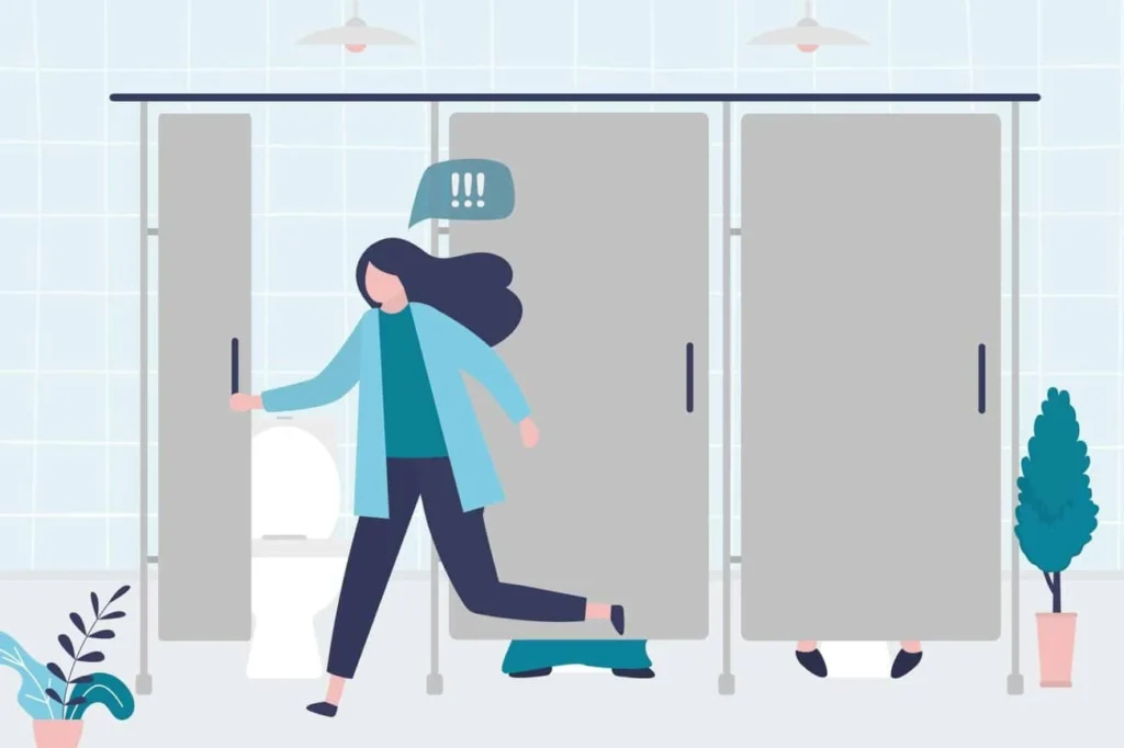 graphic of Urine incontinence Ryton-on-Dunsmore woman running to the toilet.
